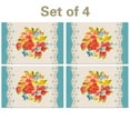 thumbnail image 1 of Linen Placemats Set Of 4 11.8x17.7 Inch,Pioneer Colorful Flowers Fabric Table Mats,Resistant Washable Wipeable Table Mat for Party Kitchen Dining Home Decor, 1 of 6