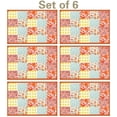 thumbnail image 1 of Linen Placemats Set Of 6 11.8x17.7 Inch,Pioneer Colorful Flowers Fabric Table Mats,Resistant Washable Wipeable Table Mat for Party Kitchen Dining Home Decor, 1 of 5