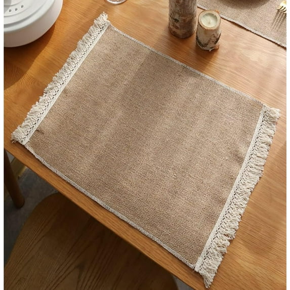 Linen Placemats Set of 4-12 x 18 Inch Dining Table Place Mats, Heat Resistant, Washable Cloth Placemat Kitchen Table Mats