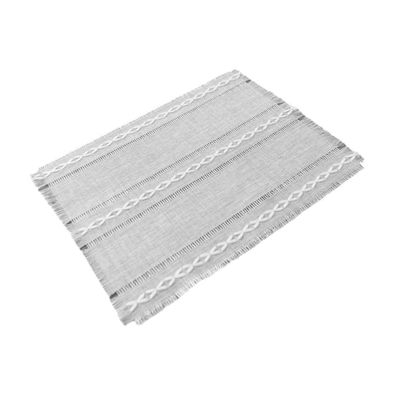 Linen Placemats Set with Tassels Heat-Resistant Table Mats Waterproof Dining Table Decor Insulated Washable Place Mats (33x45cm)