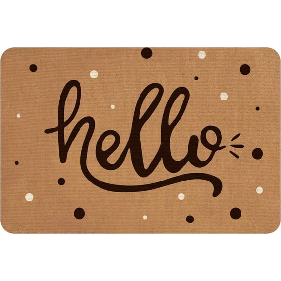Linen Polyester and Rubber Ground Mat Rectangle with Word Hello Peru Word 40x60cm