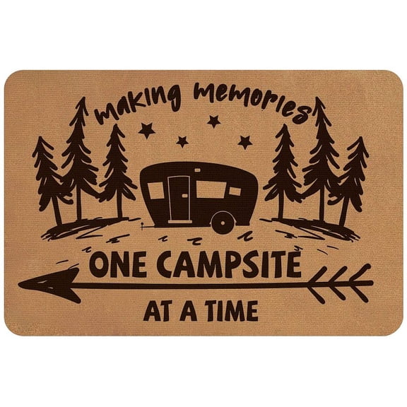 Linen Polyester and Rubber Ground Mat Rectangle with Word Making Memories ONE CAMPSITE AT A TIME Peru Word 40x60cm for DIY