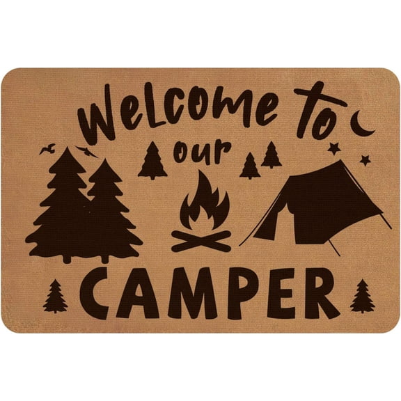 Linen Polyester and Rubber Ground Mat Rectangle with Word Peru Word 40x60cm