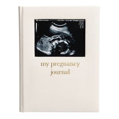 Linen Pregnancy Journal with Ultrasound Photo Insert - Cream: Hard Cover, 200 Pages, Guided Notebook