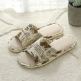 thumbnail image 1 of Linen Printed Indoor Home Slippersfor Women/Men,Garden Household Floor Non-Slip Shoes, 1 of 5
