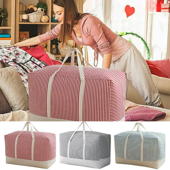 Linen Quilt Storage Bag Thickened Coarse Washable Fabric Soft Storage Box for Clothing Quilts and Moving Supplies with Secure Durable Protection for Home Organization and Seasonal Storage Ihhddx