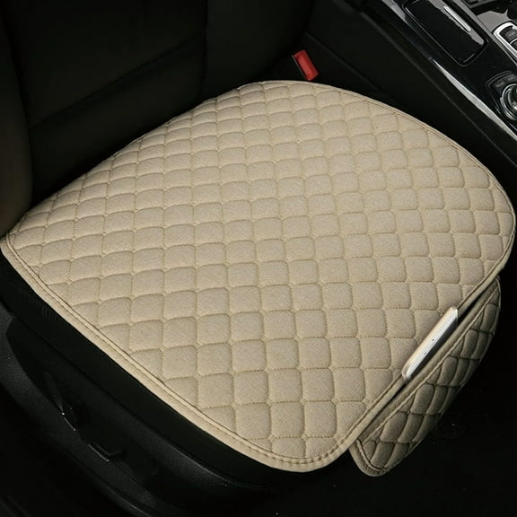 Linen Quilted Car Seat Cushion, Non-Slip Universal Pad for Cars/Office/Home, Comfort & Durability Enhancement