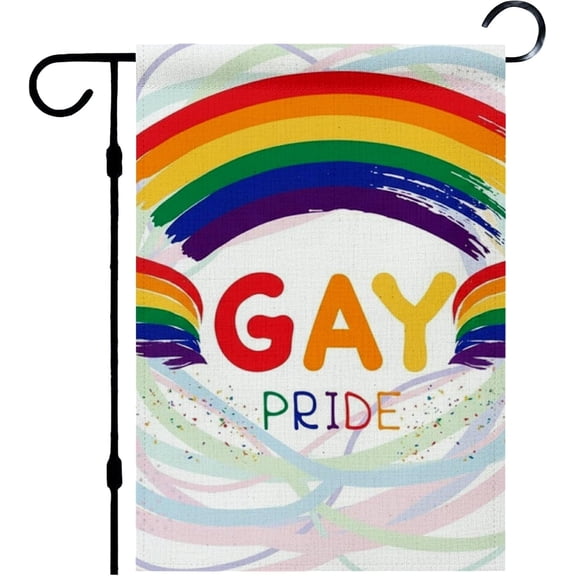 Linen Rainbow Gay Pride Garden Flag 12x18 Outdoor Decor Banner for Outside Yard Holiday Decorations