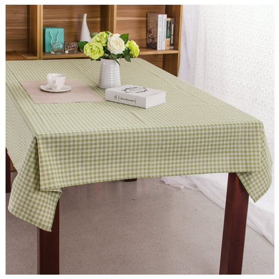 Linen Rectangle Checked Tablecloth, Dust Proof Cloth Decorative Table Cloth, Anti-fading & Anti-wrinkle Dust Cloth Home Decor for Kitchen, Dining Room, Cafe, Party
