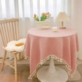 thumbnail image 1 of Linen Rectangle Tablecloth with Tassels 35.4 × 35.4inch Wrinkle and Stain Resistant Table Cloth Boho Rustic Fabric Table Cover for Farmhouse Kitchen Dinning Party, 1 of 7