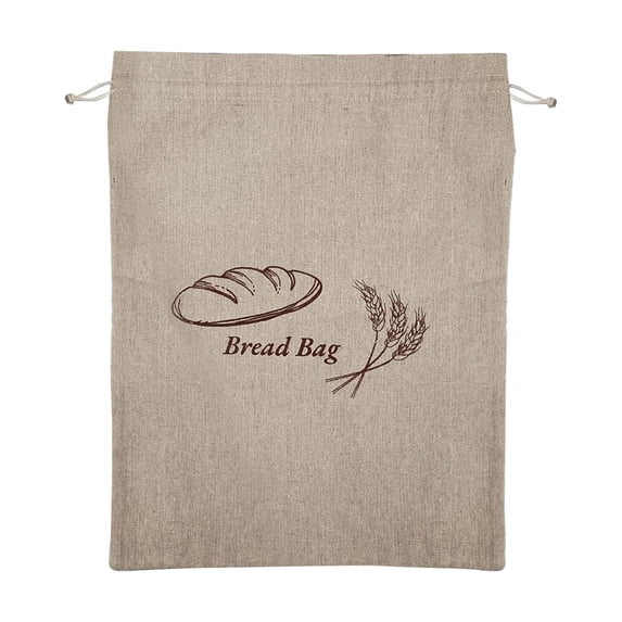 Linen Reusable Bread Bags, Oilproof Food Storage Bags for Homemade Sourdough Bread Sandwich, Drawstring Large Bakery Bag Eco-Friendly for Kitchen & Picnic, 11.8x15 Inch