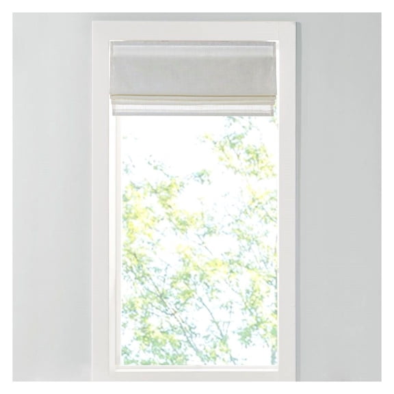 Linen Roman Shades 64 Inch Length, Light Filtering Cordless Window Shade, Soft White Textured Fabric, Inside/Outside Mount