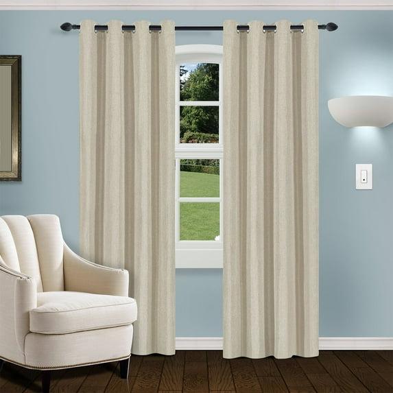 Linen Room Darkening Noise Reducing Thermal Blackout Curtain Set Cream / 52"x108"