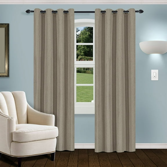 Linen Room Darkening Noise Reducing Thermal Blackout Curtain Set Grey / 52"x84"