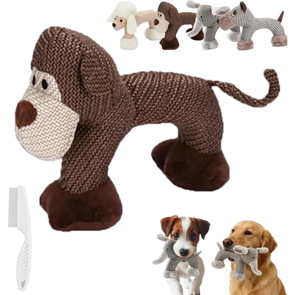 Linen Safari Companions, 2026 New Indestructible Squeaky Dog Toys Pet Chew Plush, Dog Plush Toys for Aggressive Chewers, Strudy Linen Fabric for Small Medium Dogs (Monkey)