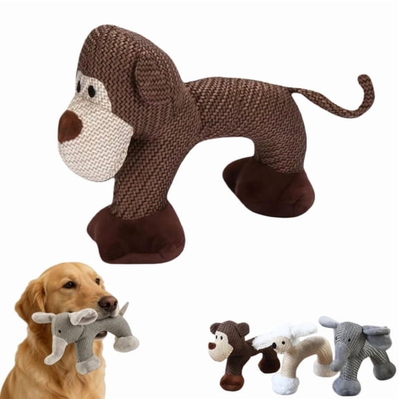 Linen Safari Companions, 2026 New Squeaky Dog Chew Animals, Strudy Linen Fabric, Relieve Boredom and Anxiety in Dogs(Monkey)