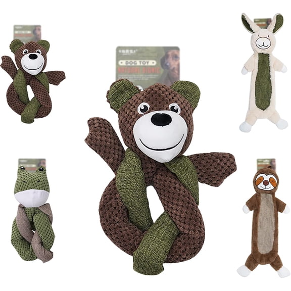 Linen Safari Companions Chomp Champs Dog Toy, 2026 New Tough Teeth Cleaning Puppy Chewers, Healthier Chewing, Happier Dogs, No Boredom,No Destruction (Bear)