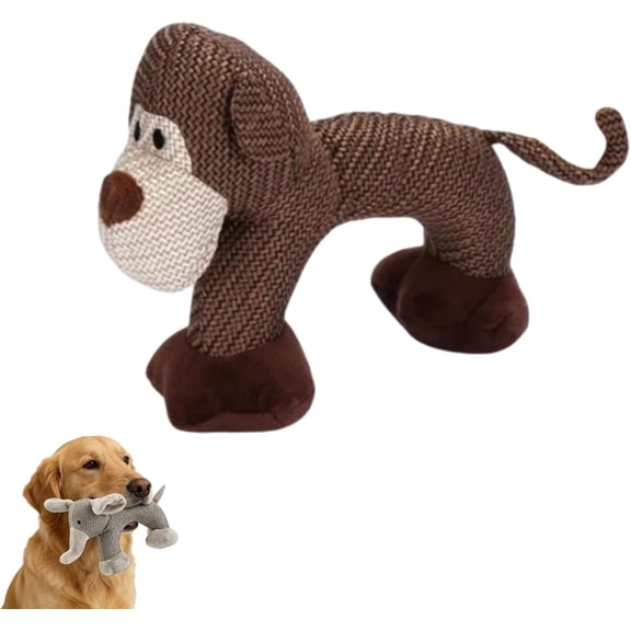 Linen Safari Companions, Dog Toys, Strudy Linen Fabric, Robust Indestructible Dog Stuffed Toy for Small Medium Dogs (Monkey)
