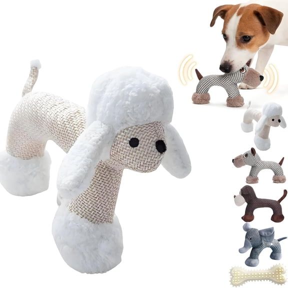 Linen Safari Companions, Linen Dog Toys, Squeaky Dog Chew Animals, Robust Indestructible Dog Stuffed Toy with Squeakers, Relieve Boredom and Anxiety in Dogs for Small Medium Dogs (Sheep)