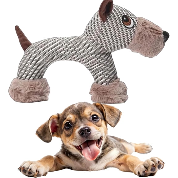 Linen Safari Companions, Squeaky Dog Toys for Small Medium Dogs, Durable Linen & Corduroy Safari Animals, Tough Plush Chew Toy with Crinkle Paper, Robust Stuffed Pet Toy for Boredom Relief (Dog)