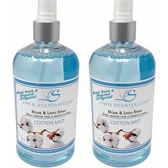Linen Scentsations Fabric and Linen Spray 2 Pack, Cotton Mist 16oz x2 (32oz Total) - Odor Eliminator & Air Freshener for Bedding, Clothes, Room & Pillow