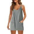 thumbnail image 1 of Linen Sets for Lady 2 Piece Shorts Womens Tennis Dress Spaghetti Straps Sleeveless Workout Mini Dress with Shorts Solid Color Athletic Two Piece Outfits Gray XXL, 1 of 7