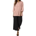 thumbnail image 1 of Linen Sets For Women 2 Piece，Conjunto De Lino Para Mujer Embroidered Top And Capri Pants Beach Vacation Clothes Cotton Two Piece Sets Boho Linen Outfits Women 2 Piece Linen Lounge Sets, 1 of 8