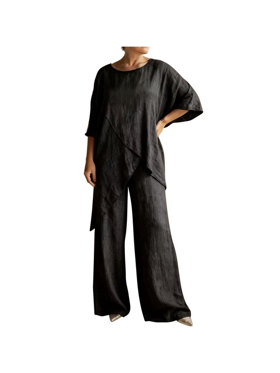 Linen Sets For Women Linen Sets For Women 2 Piece Work Out Set Travel Outfits For Women Trouser Pants Suits Beach Travel Set Cotton Gauze Loungewear Sets Pant Suits For Women