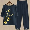 thumbnail image 1 of Linen Sets for Women 2 Piece 2023,Women's Summer 2 Piece Outfits Cotton Linen Top & Wide Leg Pants Lounge Set with Pockets, 1 of 7
