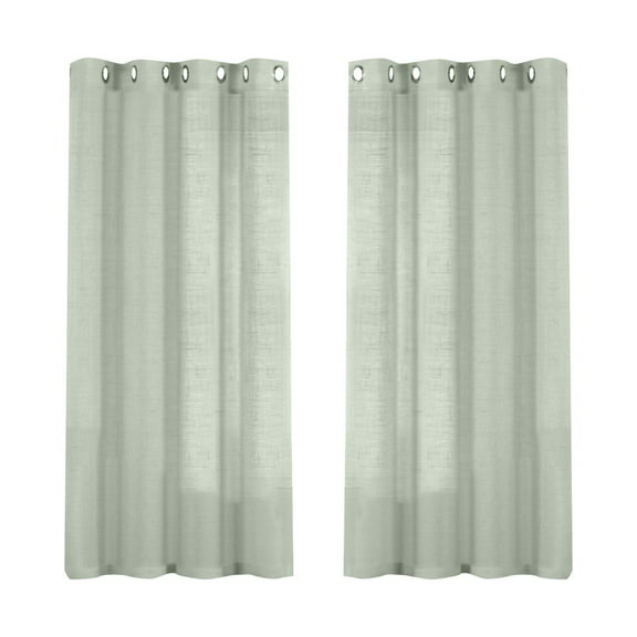 Linen Sheer Curtains 52X63 Inches, Semi Sheer Light Filtering Curtain Panels with Natural Linen Blend, Privacy Drapes for Living Room Bedroom with Grommets, 2 Curtains