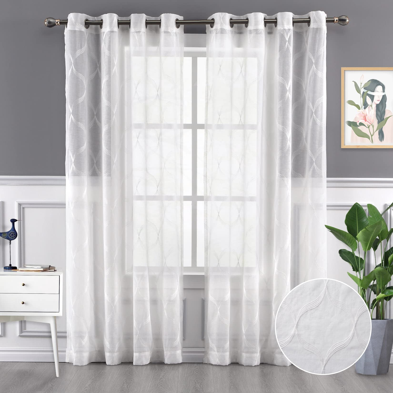 Butterfly Flower Roman Sheer Curtains Living Room Kitchen Bedroom Embroidered Window Treatment Curtains Tulle main image 1