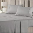 thumbnail image 1 of Linen Sheets 4 Piece Luxury Bed Sheets Set, Microfiber 14" Deep Pocket, Soft Cooling Bedding- Light Grey Solid, Queen Size, 1 of 7