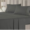 thumbnail image 1 of Linen Sheets 4 Piece Luxury Bed Sheets Set, Microfiber 16" Deep Pocket, Soft Cooling Bedding- Dark Grey Solid, Queen Size, 1 of 7