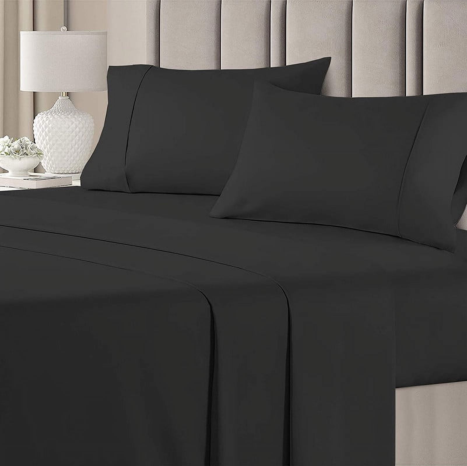Queen Black Microfiber 4-Piece Bed Sheet Set