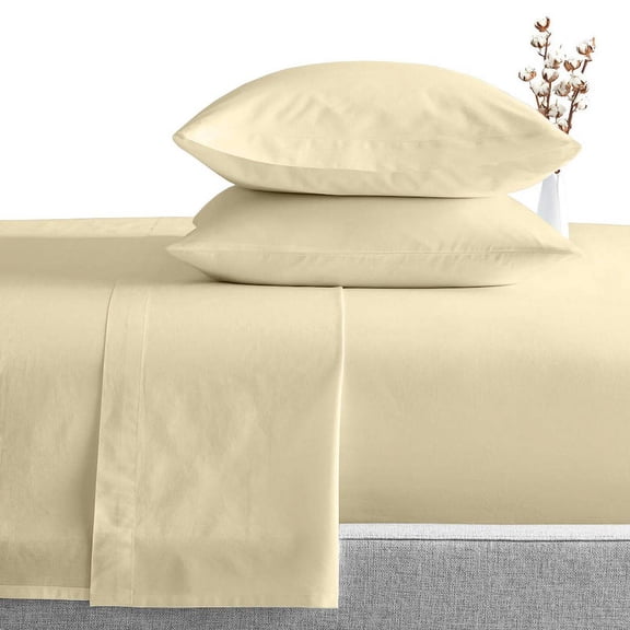 Linen Sheets 800 Thread Count Wrinkle-Resistant 16" Extra Deep Pocket Hotel Luxury Cotton 6-Piece Sateen Bedsheet Set- Ivory Solid, Twin Size