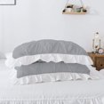 thumbnail image 1 of Linen Sheets Pinch Ruffle Pillow Cases Set of 2- 100% Cotton Zip Closure Pillow Covers- Luxurious Ruffle Design- 400 TC (20" x 40") Light Grey Solid., 1 of 6
