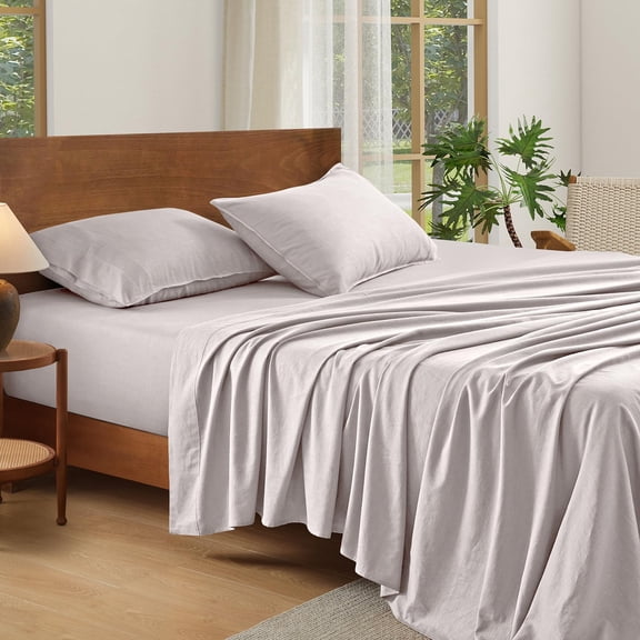 Linen Sheets Queen Size Set Breathable And Durable For Hot Sleepers 4 Bed With 16 Inch Deep Pocket - 1 Flat Sheet 1 Fitted 2owcases