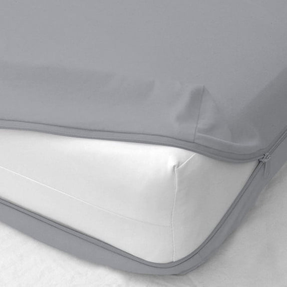 Linen Sheets Zipper Fitted Sheet 1 Piece, Olympic Queen Mattress Cover, 15" Deep Pocket, 600 Thread Count, 100% Cotton, Sateen Weave Zipper Fastening-Light Grey Solid