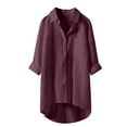 thumbnail image 1 of Linen Shirt For Women 2025 Summer Crewneck T-Shirt Breathable Loose Fit Daily Casual Top Comfortable Soft Lightweight Blouse, 1 of 2