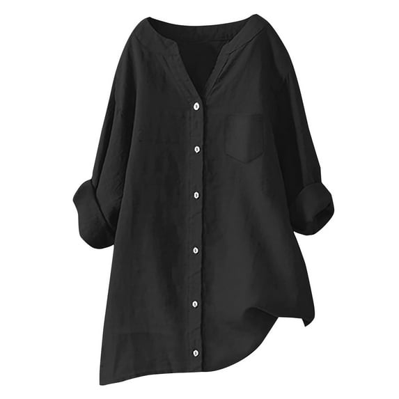 Linen Shirt For Women 2025 Summer Crewneck T-Shirt Breathable Loose Fit Daily Casual Top