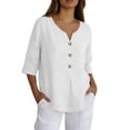 thumbnail image 1 of Linen Shirt Women Lightweight Linen Blouses For Women Oversized Linen Shirts For Women Gauze Tunic Tops For Women Gauze Shirts For Women Womens Gauze Tops Summer Linen Tops White S, 1 of 8