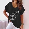 thumbnail image 1 of Linen Shirt Women Tunic Women's Summer Cotton Linen Floral Print Short Sleeve Tunic Tops Casual Plus Size Comfy V Neck Shirts Black, 1 of 4