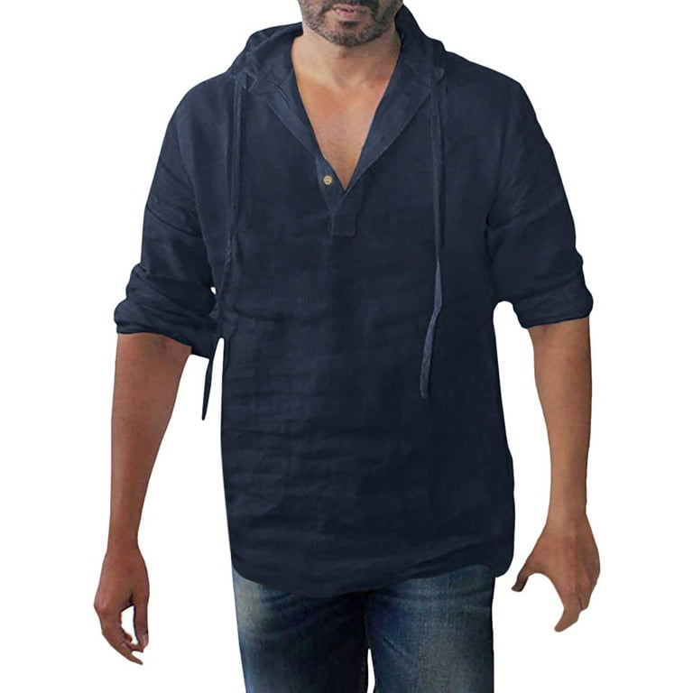 Linen hooded best sale shirt