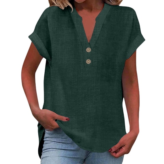 GZWYHT Linen Shirts For Women,Plus Size Tops Short Sleeve Shirts for Women Summer Shirts for Women Cotton Blouses for Women Casual Tops for Women Spring Tops