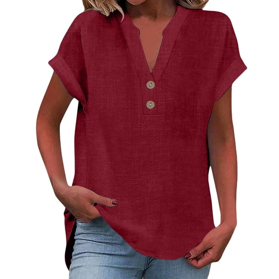 GZWYHT Linen Tops For Women,Solid Color Plus Size Tops Tunic Shirts for Women Womens Summer Tops Blouses for Women Lightweight Casual Blouse Spring Tops