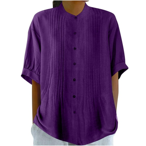 Linen Shirts For Women Summer Black Blouses for Women Plus Size Work Out Shirts Gym Loose Crop Women Workout Tops Long Sleeve