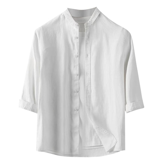Linen Shirts Men Long Sleeve Casual Business Golf Tee Hawaiian Beach Top Vacation Outfits Dad Gifts