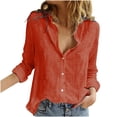 thumbnail image 1 of Linen Shirts for Women Button Down Tshirt Dressy Casual Gauze Blouses Comfy Lightweight Long Sleeve Spring Top Dressy Lightweight Comfy Outfits Going Out Tops Ladies Fashion Trendy, 1 of 5