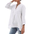 thumbnail image 1 of Linen Shirts Women Juebong Summer Linen Tunic Tops Plus Size Blouse Shirts Casual Loose Cotton Linen Cotton Linen Tshirt Tops 3/4 Roll Sleeve V Neck Tunic Tees Trendy Blouses, 1 of 4