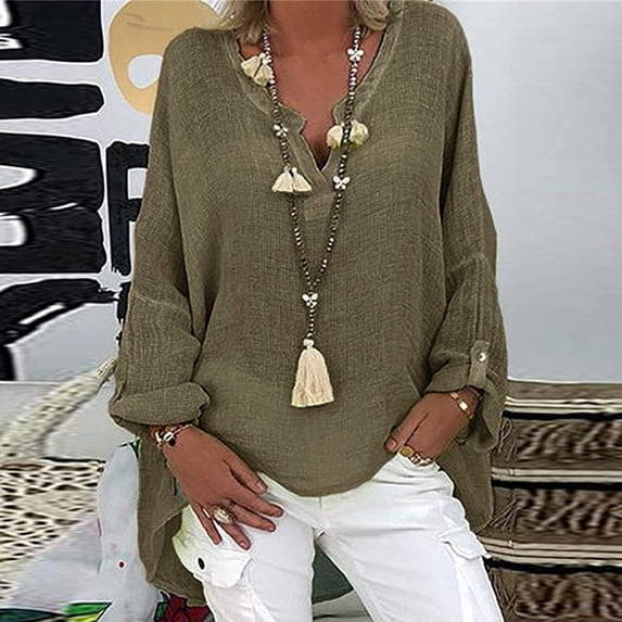 Linen Shirts For Women Cotton Boho Tops Peasant Tops For Women Gauze Tunic Tops For Women Lightweight Linen Blouses For Women Oversized Linen Shirts For Women Linen Clothing For Women Green2 XL